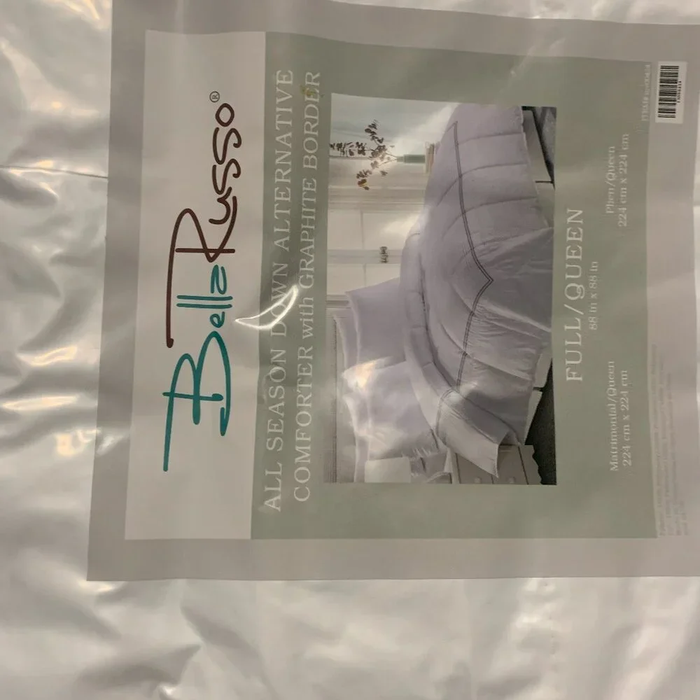 Bella Russo All Season Down Alternative Comforter w Graphite Border Full/Queen